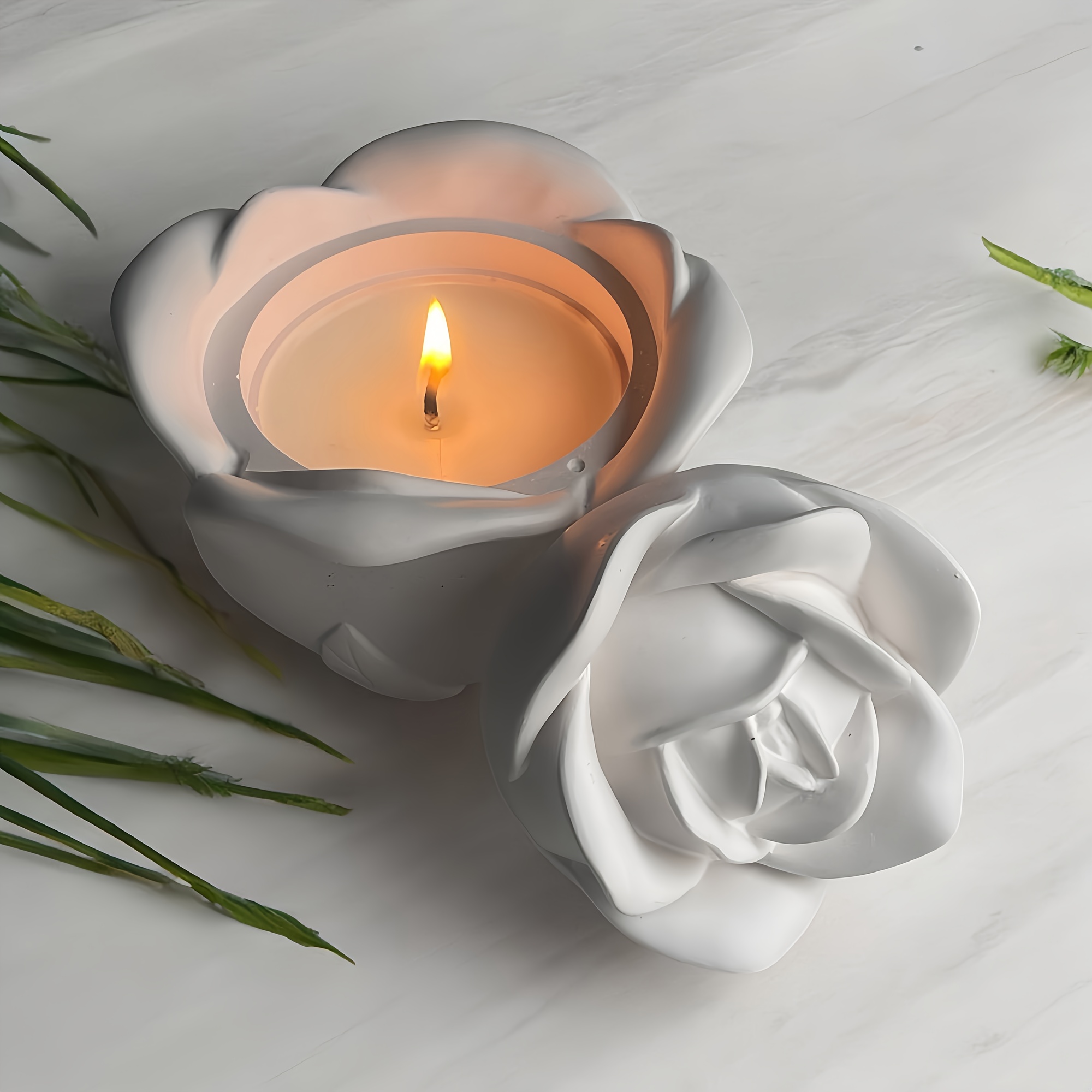 2-Piece Set Rose Shaped Silico - Candle Holder Supplies recension och pris